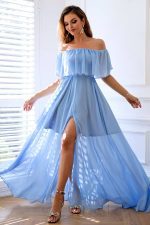 Blue Bardot Maxi Dress