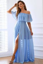 Blue Bardot Maxi Dress