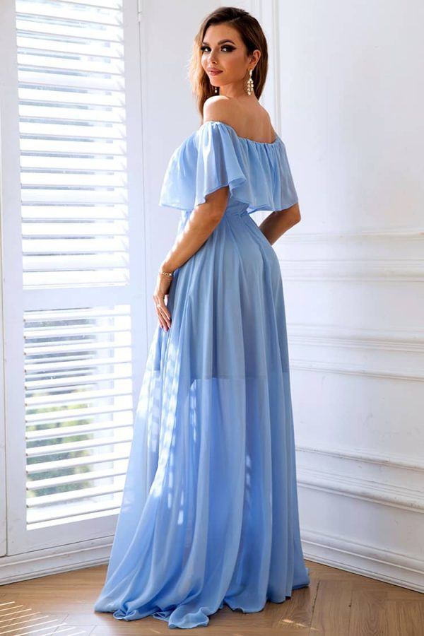 Blue Bardot Maxi Dress
