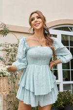 Blue Open Back Romper