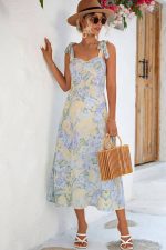 Blue Pattern Wedding Guest Dress