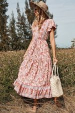 Boho Maxi Dress with Short Sleeves