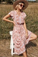 Boho Maxi Dress with Short Sleeves