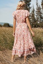 Boho Maxi Dress with Short Sleeves