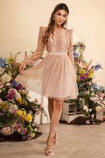 Chic Pink Lace Midi Dress