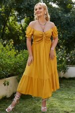 Evening Maxi Dress Plus Size Yellow