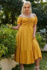 Evening Maxi Dress Plus Size Yellow
