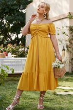 Evening Maxi Dress Plus Size Yellow