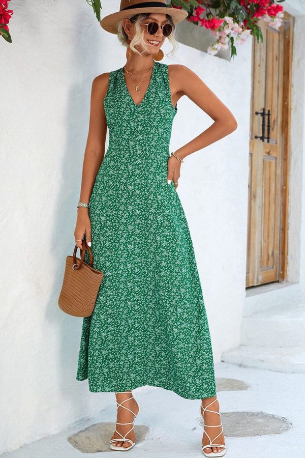 Floral Green Maxi Dress