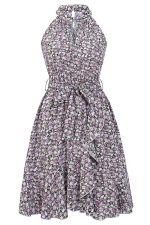 Floral Halter Neck Midi Dress