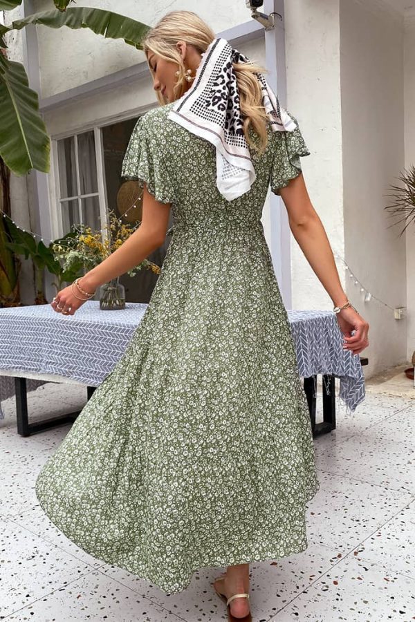 Green Olive Chic Bridesmaid Maxi Dress