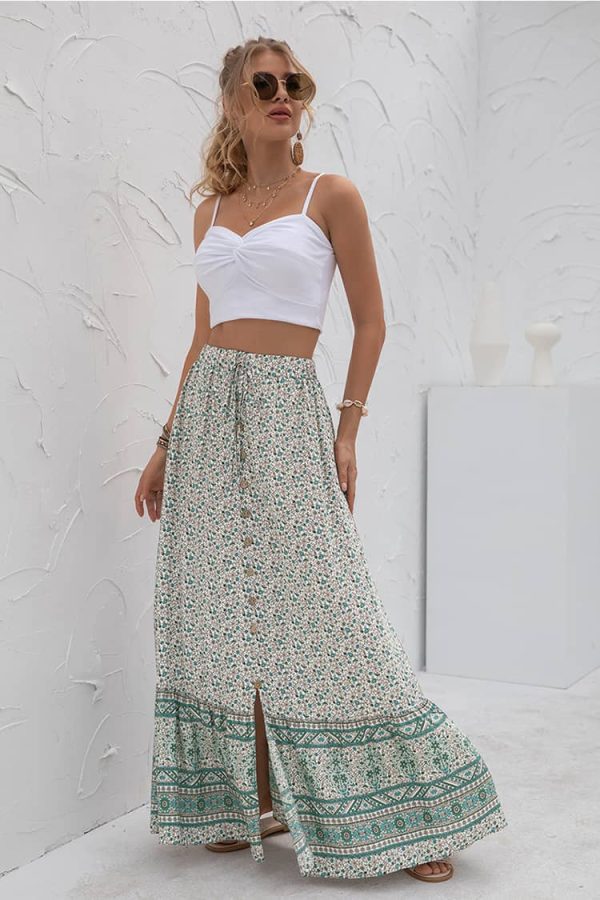 Long Floral Boho Skirt