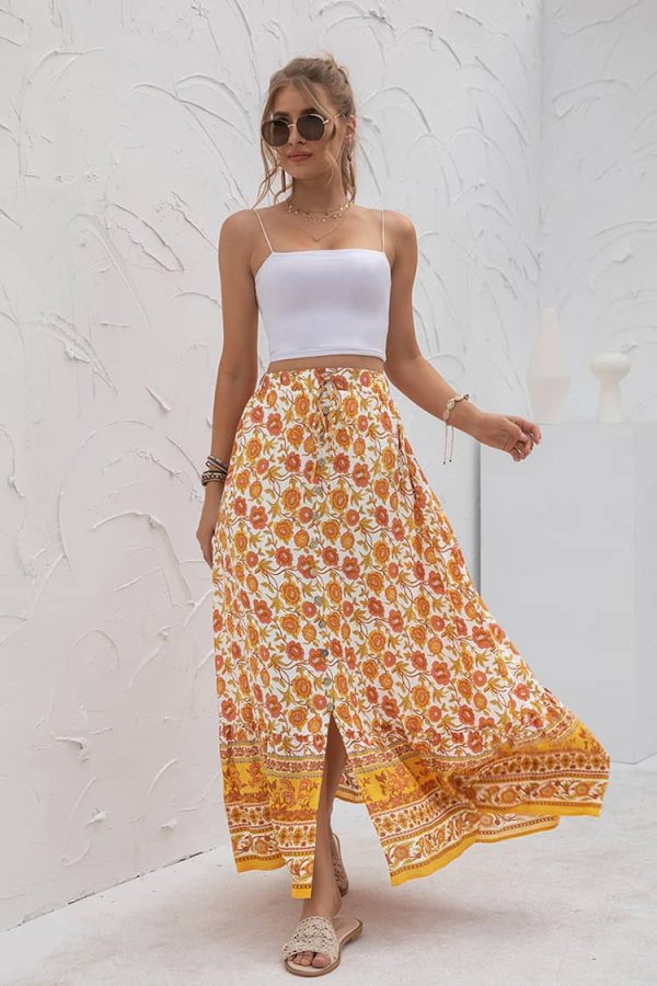 Long Floral Boho Skirt
