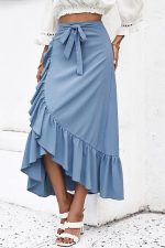 Long Pleated Wrap Boho Skirt