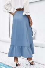 Long Pleated Wrap Boho Skirt