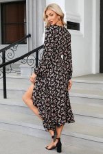 Long Sleeve Split Midi Dress