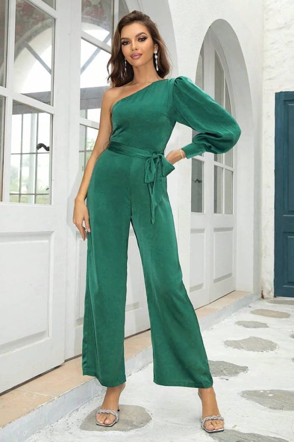 Overall Wedding Cocktail Wide-Leg Pantsuit