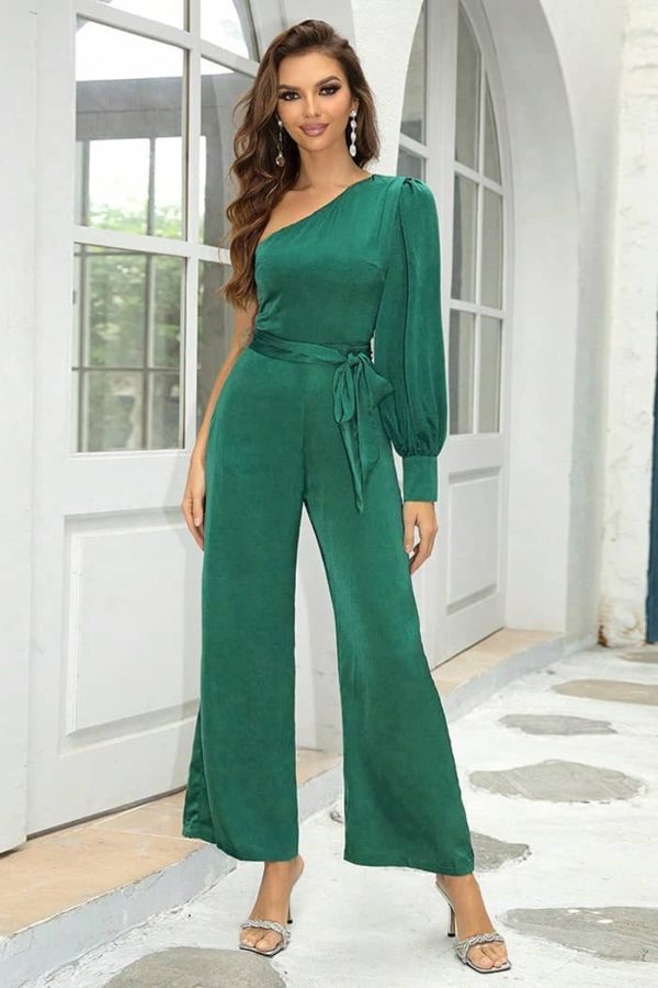 Overall Wedding Cocktail Wide-Leg Pantsuit