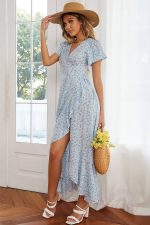 Pale Floral Print Maxi Dress