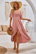 Pink Bardot Maxi Dress