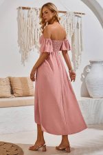 Pink Bardot Maxi Dress