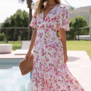 Pink Floral Maxi Dress