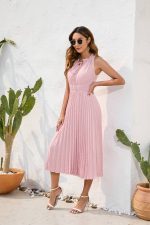 Pink Pleated Maxi Dress