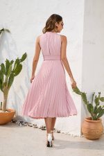 Pink Pleated Maxi Dress