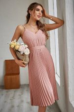 Pink Pleated Wedding Maxi Dress