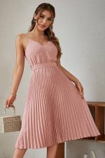 Pink Pleated Wedding Maxi Dress
