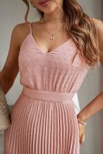 Pink Pleated Wedding Maxi Dress