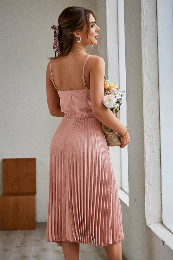 Pink Pleated Wedding Maxi Dress