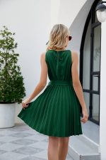Pleated Halter Neck Midi Dress