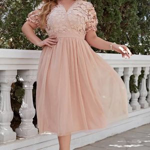 Plus Size Pink Ceremony Maxi Dress