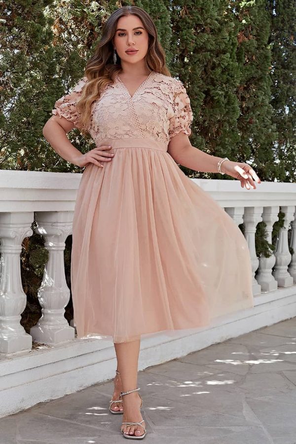 Plus Size Pink Ceremony Maxi Dress