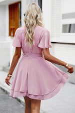 Soft Pleated Wrap Mini Dress