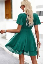 Soft Pleated Wrap Mini Dress