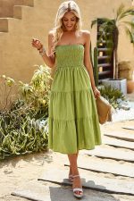 Sublime Olive Green Strapless Midi Dress