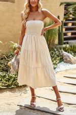 Sublime Olive Green Strapless Midi Dress