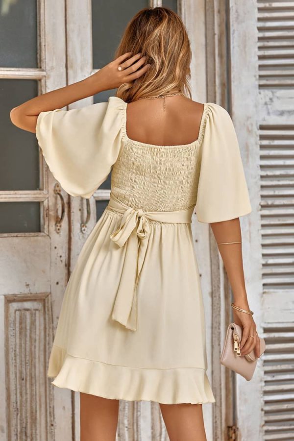Tailored Wrapped Cream Dress
