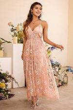 V-Neck Tulle Maxi Dress