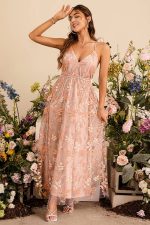 V-Neck Tulle Maxi Dress