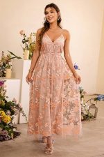 V-Neck Tulle Maxi Dress