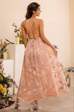 V-Neck Tulle Maxi Dress