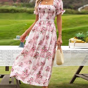 Vintage Puff Sleeve Maxi Dress