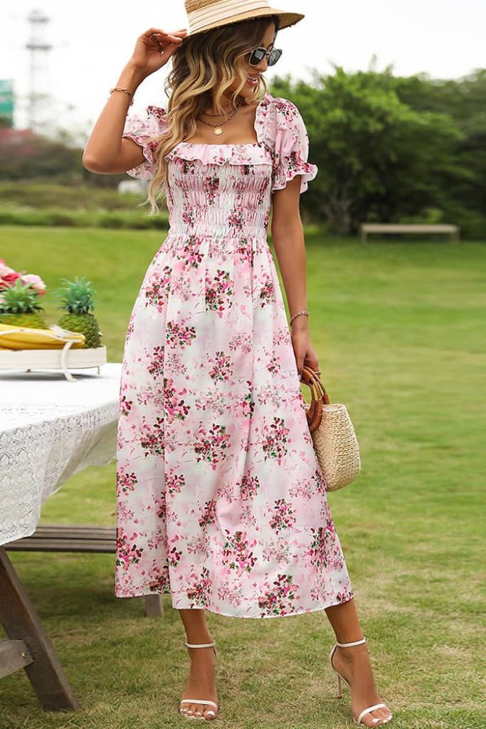 Vintage Puff Sleeve Maxi Dress, Wedding Guest Dresses