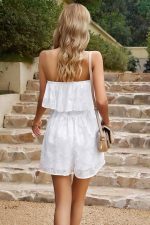 White Bardot Neck Jumpsuit