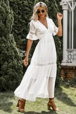 White Lace Short Sleeve Dress