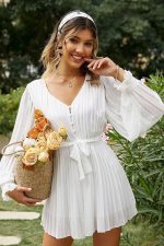 White Pleated Playsuit