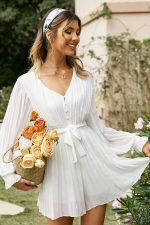 White Pleated Playsuit